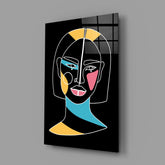 Abstract Colorful Portrait Glass Wall Art.